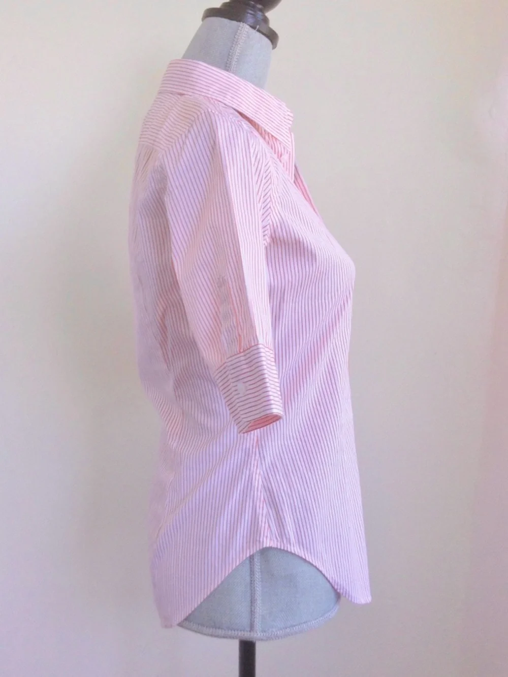 Vintage NWT Ralph Lauren Sport Super Slim Fit Pink Coral Striped Button Shirt 4 - Picture 8 of 12